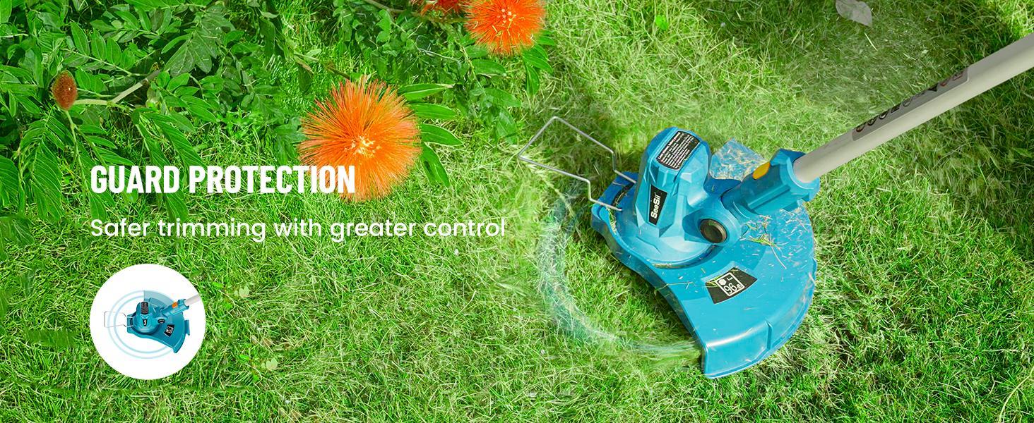 【Seesii】 String Trimmer, 12’’ Cordless Weed Wacker & Edger with 2 * 4.0Ah Batteries - Electric Lawn Mower with 1.3’’/2.1’’ Adjustable Deck - 3-in-1 Battery Lawn Mower for Garden/Yard Outdoorfun