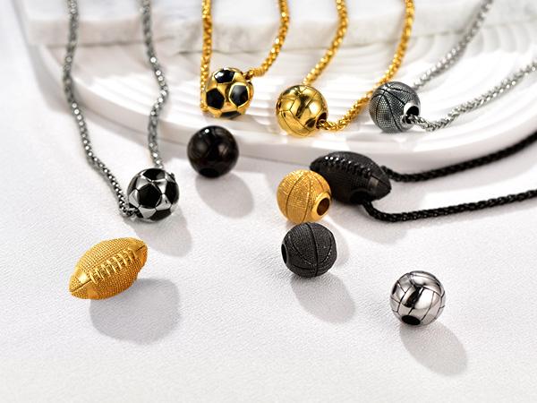 PROSTEEL Sports Music Pendant Necklace Collection Basketball Football Volleyball Baseball Rugby Guitar Rock Accessories for Sports Fans Music Lovers Perfect Gift for Men Women