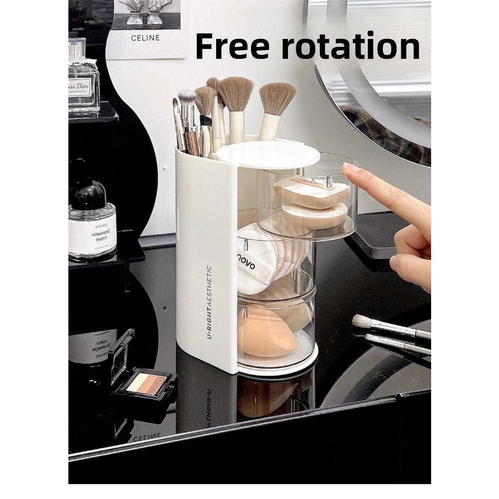 Powder puff storage box, rotating dust-proof beauty egg cushion stand, dressing table, multi-layer makeup brush rack, rotatable makeup box cushion stand, multi-layer makeup brush rack