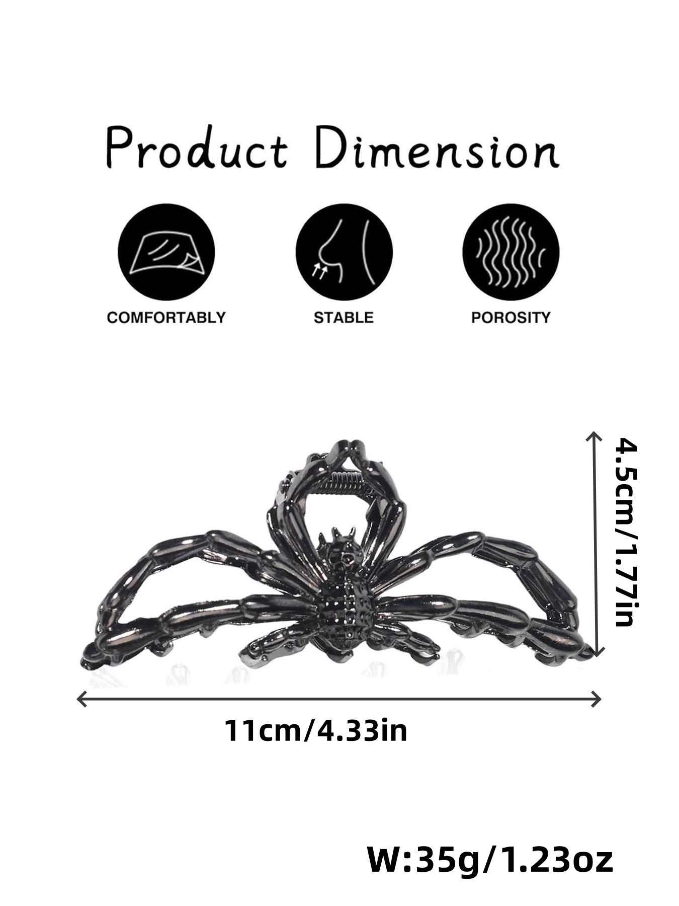 Spider Metal Hair Clip, 1pcs Gunmetal Spider Hair Claw Clip, Punk & Y2K-Style Hair Accessories, Decorative Hair Clips for Thin Hair