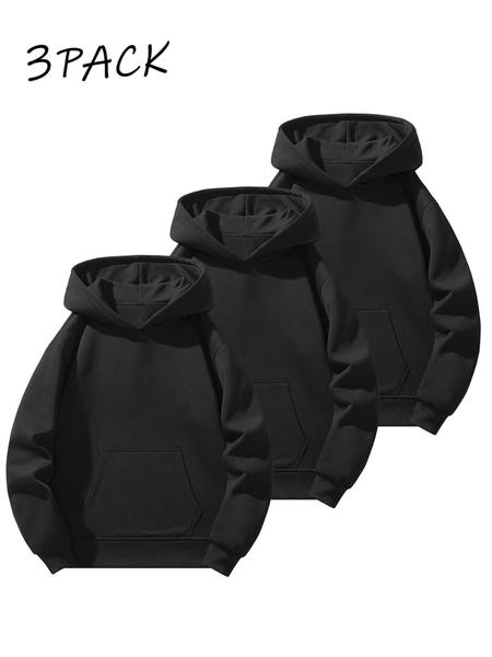 Men's Solid Color Essential Hooded Sweatshirt, Autumn & Winter Regular Fit Casual Long Sleeved Hoodie, Men's Daily Wear Clothing
