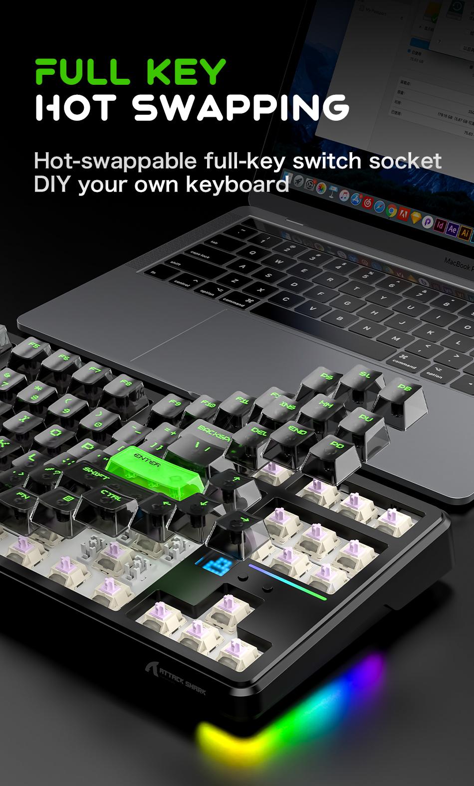 Attack Shark X87 Ultra Wireless Mechanical Keyboard, 8k Wireless Receiver, 8000hz Polling Rate, 10000mah Battery, RGB Lighting Attack Shark X87 Ultra Wireless Mechanical Keyboard, 8k Wireless Receiver, 8000hz Polling Rate, 10000mah Battery, RGB Lighting