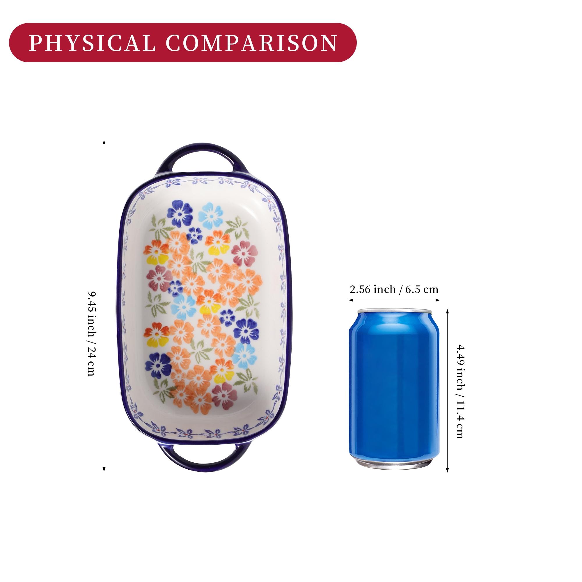 Vintage Ceramic Baking Tray, Heat Resistant Bakeware, Rectangle Fruit Bowl & Cheese Baked Rice Serving Dish, Ideal for Oven & Microwave Use at Home, Thermal Casserole Dish