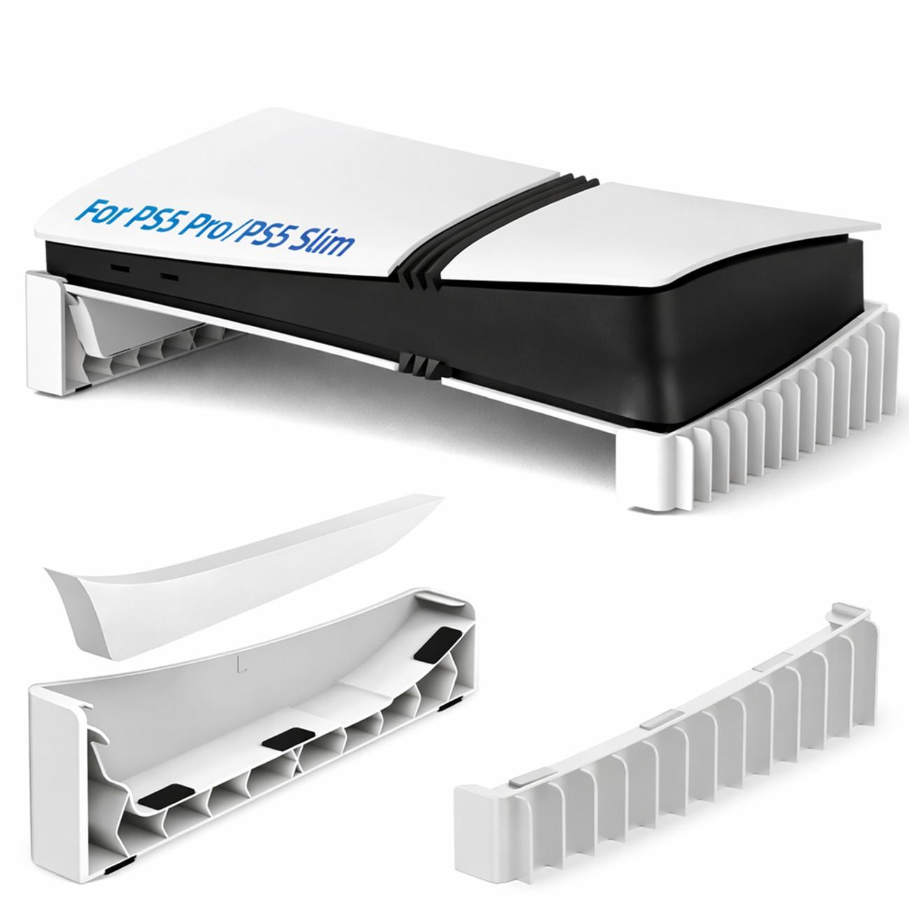 PS5 Horizontal Stand with 12 Disc Storage Slots, ABS Anti Slip Console Base, Space Saving Organizer Compatible with PlayStation 5 Slim and Pro Disc and Digital Editions, Stable Cooling Stand for Gaming Setup and Home Entertainment, Game Night Gadget