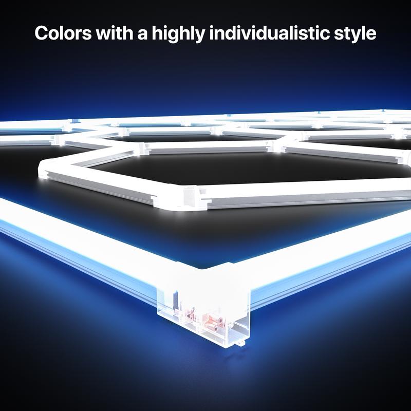 HYPERLITE 624W Hexagon LED Light ，Garage Light – Ultra-Bright Honeycomb Ceiling Lighting, 62,400LM Flicker-Free Daylight, DIY Plug-In Installation for Garage, Workshop, Basement, Car Detailing & Showrooms，Jumpstart newyear