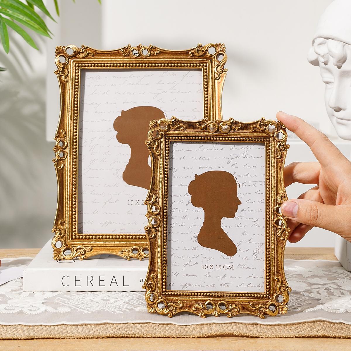 Vintage Resin Photo Frame, European Elegant Floral Design, Hand-Painted Home Decor, Ideal for Photo Display and Photography Props