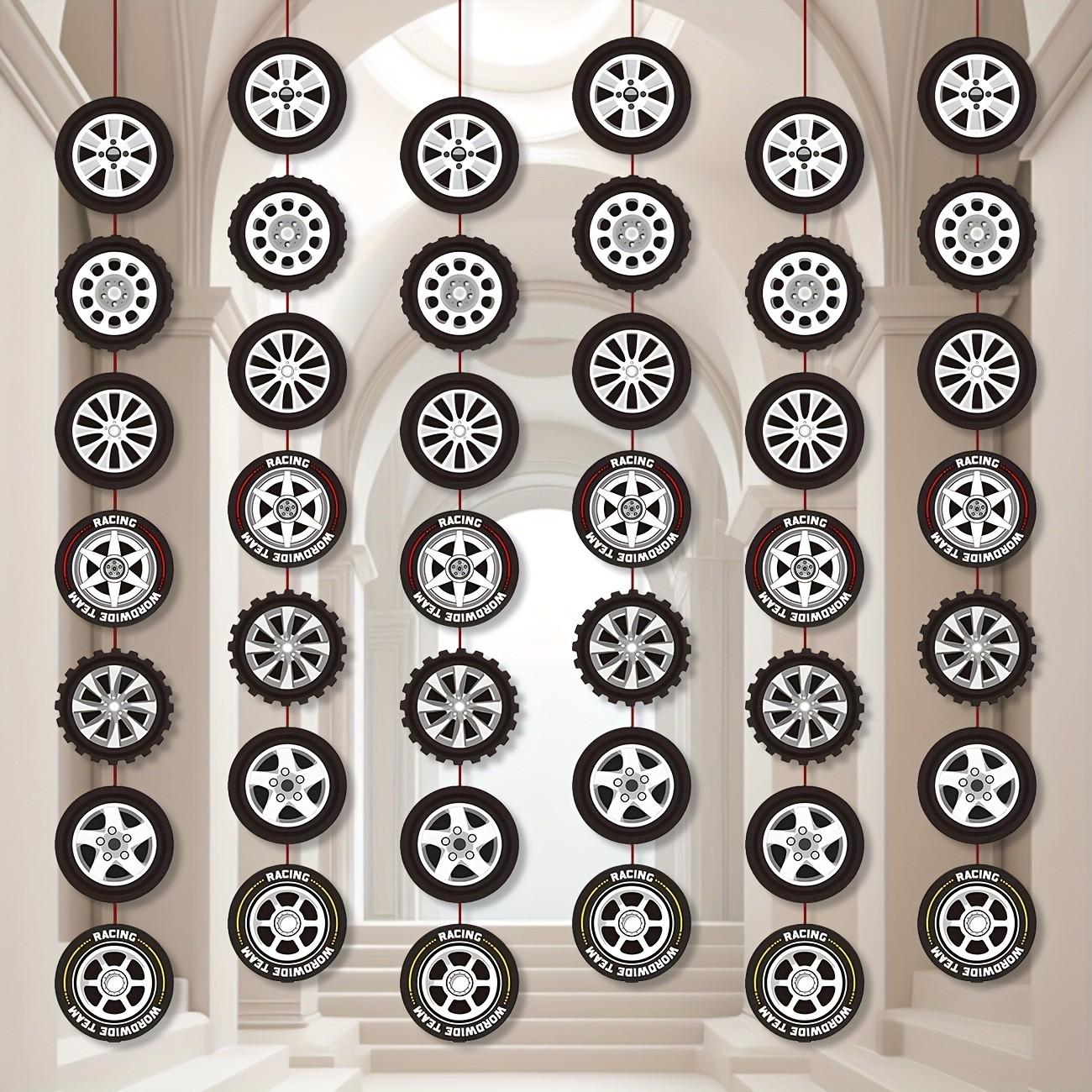 Race Car Party Decorations, Racing Car Party Banner, Wheel Tire Garland, Car Tyre Paper Cutouts, Birthday Party Favors, Classroom Supplies