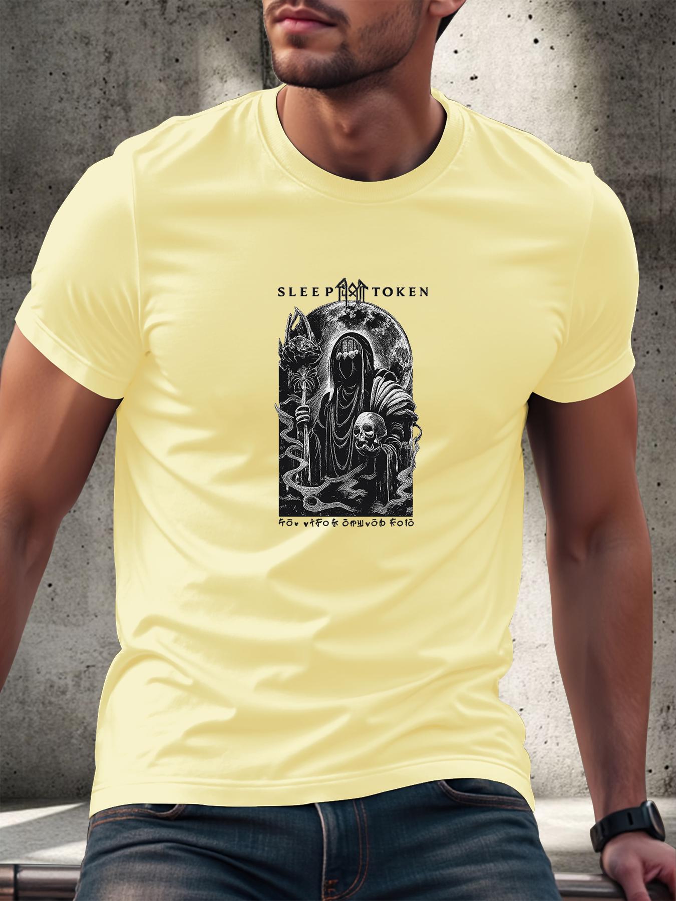 Men's pure cotton casual short-sleeved T-shirt, spring and summer style short-sleeved solid-color printed casual sports T-shirt, all-cotton home and outdoor comfortable and breathable round-neck T-shirt, suitable as a gift for men