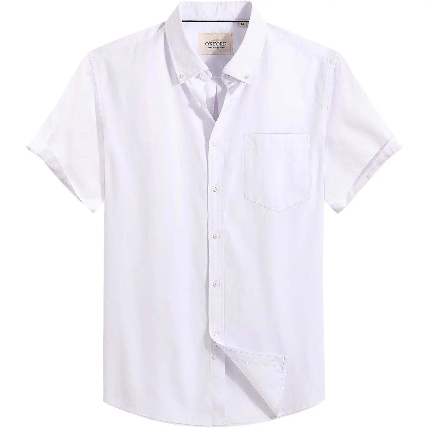 Men's Short Sleeve Oxford Dress Shirt - Button Down Collar, Wrinkle Free, Breathable, Regular Fit Solid Color Casual Shirt for Office, Vacation, Weekend, Party & DateGift