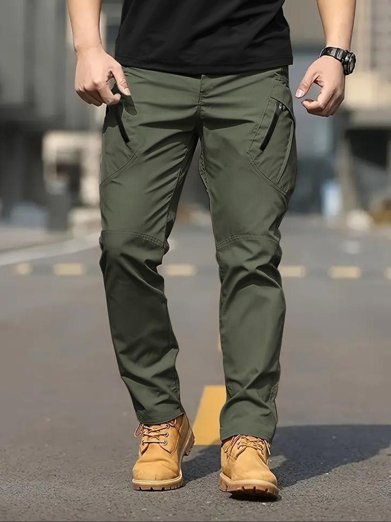 Men's Solid Color Flap Pocket Zipper Fly Cargo Pants without Belt Accessories, Casual Comfy Button Fly Trousers for Daily Wear, Men's Bottoms for All Seasons, Menswear, Plain