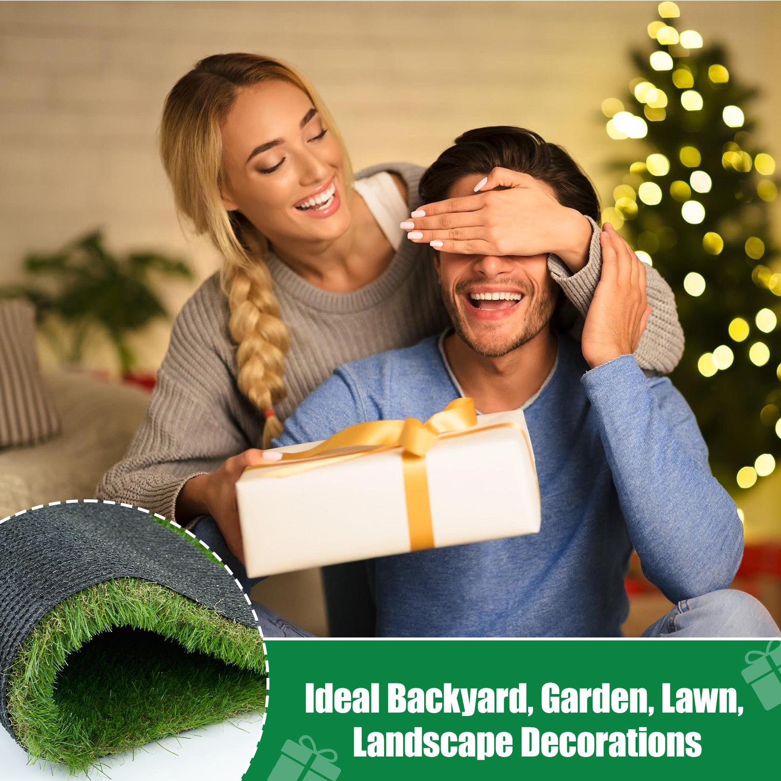 1.38" Artificial Grass Turf Lawn Mat for Pets - Realistic Synthetic Mat with Drainage Holes for Outdoor Use - Durable Rug for Dogs Cats & Festive Decor