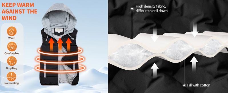 ARSSM Women’s Quilted Zip-Up Vest – Sleeveless Hooded Winter Padded Jacket for Cozy Outerwear & Layering