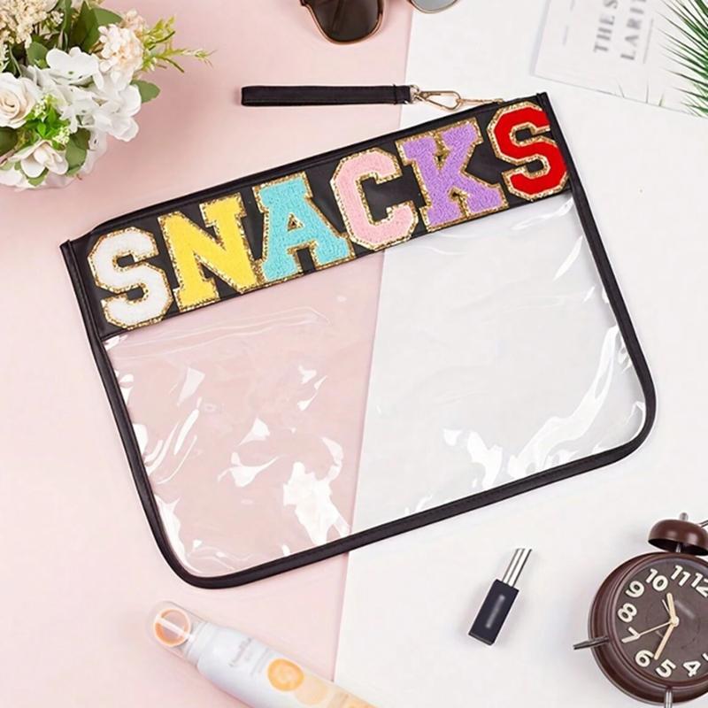 3 Pack Set Letter Patched Snack Storage Bag Portable Cosmetic Bags for Women, Fashionable Shopping Bags for Christmas Gifts