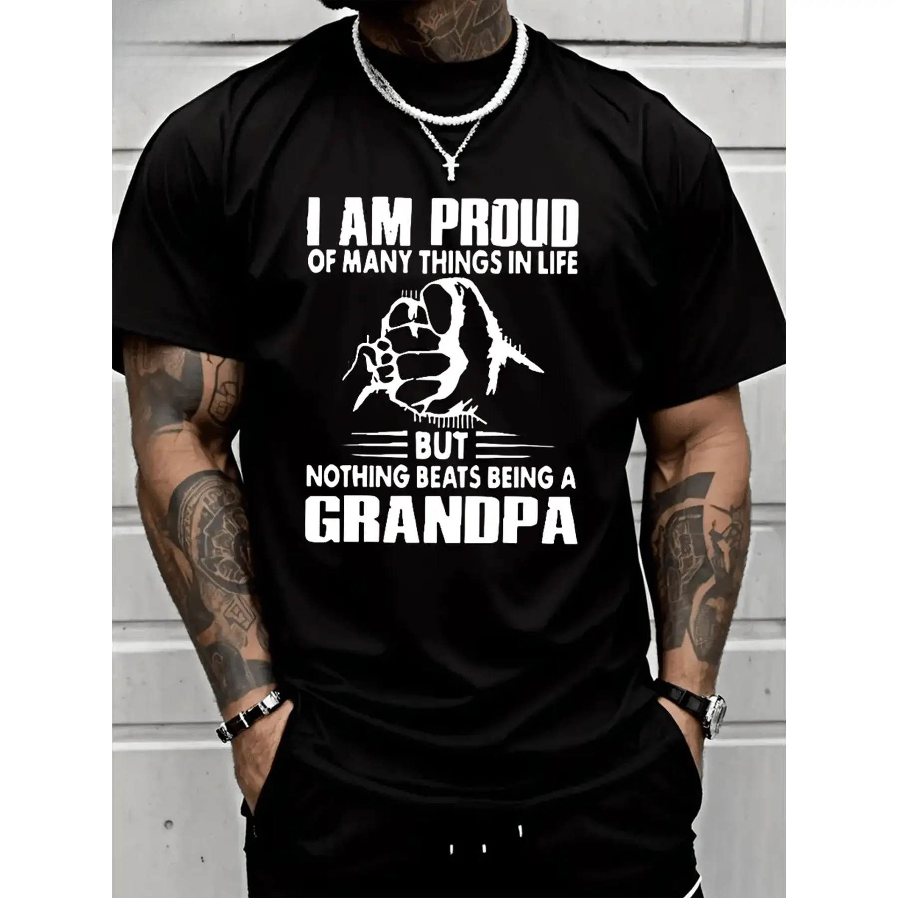 PAYEAH Proud Of Ma Things In LifeNothing Being A Grandpa Monogrammed T-Shirt 100% Heavy Cotton T Shirt