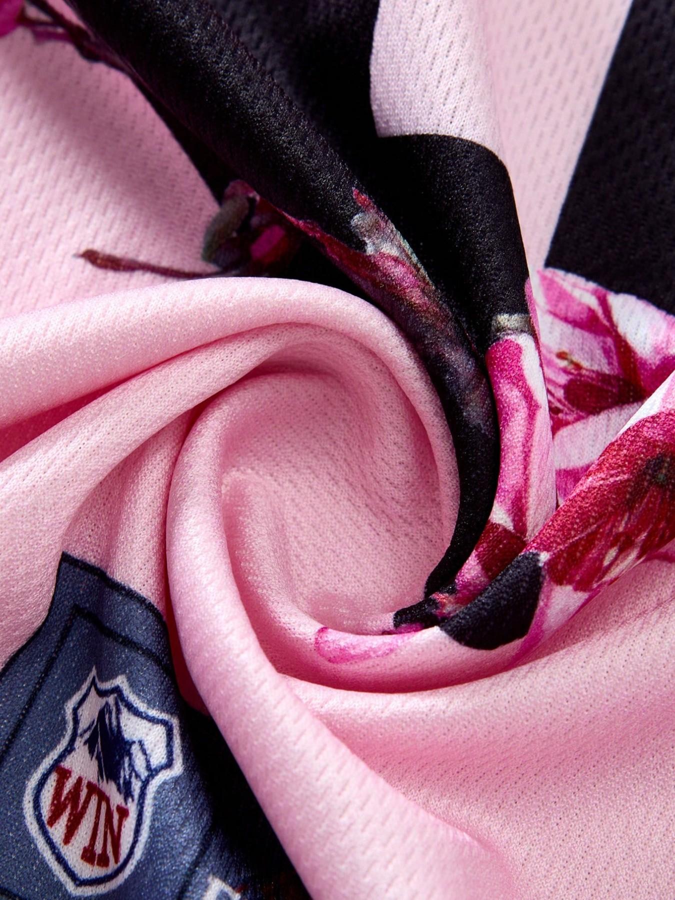 Women's Vintage Loose Fit Football Jersey, Floral Print & Sleeves, Casual Sports Wear, Outdoor Activities & Daily Wear