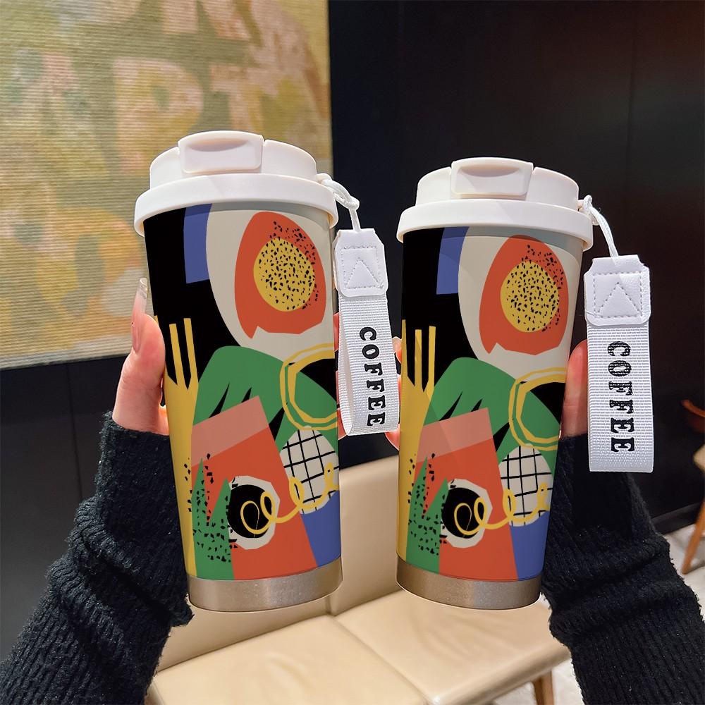 Abstract Graffiti Coffee Cup, Portable Dual Drink Insulated Tumbler, Keeps Hot/cold, Stylish, Ideal for Office, Travel, Sports, Golf