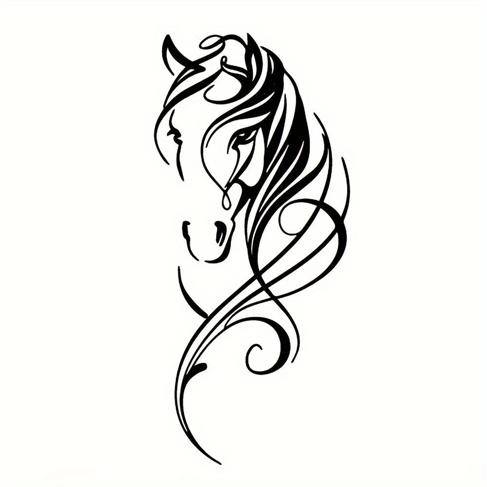 1PC Eye-Catching Elegant Scrollwork Horse Head Silhouette Car Sticker For Car Bodies, Scrollwork Pattern + Horse Head Silhouette Decor Fills With Equestrian-Themed Relaxed Elegant Cool Vibe Easily Grasp Elegant Gorgeous Scrollwork Trend Style