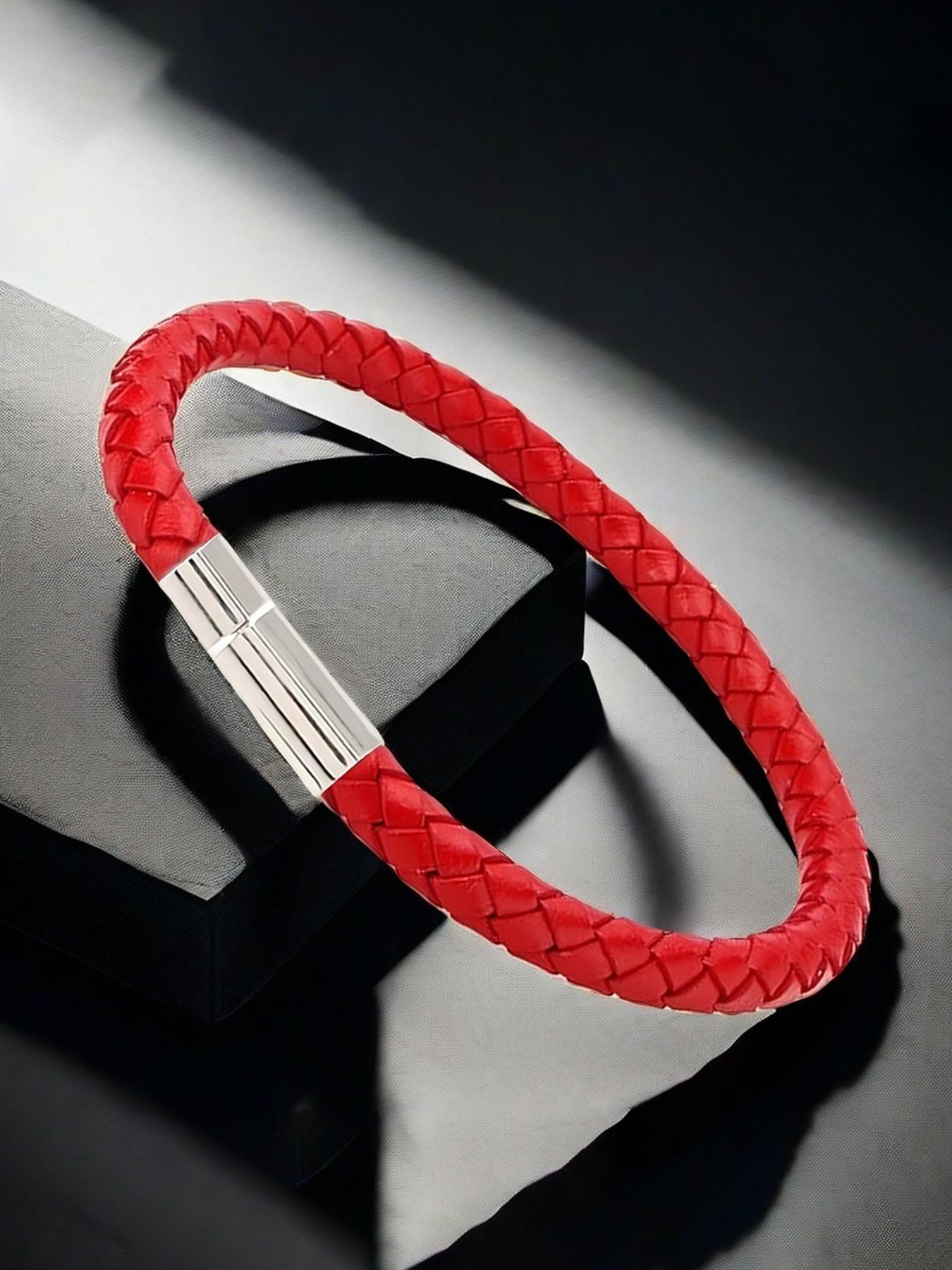 Men's Fine Woven Leather Bracelet, Minimalist Casual Style, Thin Braided Wristband, Fashion Accessory for Daily Wear, Perfect Gift