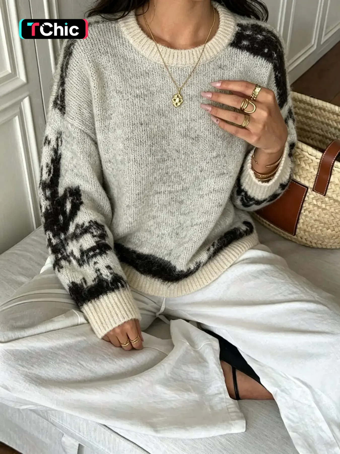 Women's Autumn Winter Tie-Dye Fleece Pullover Sweater, Fashion Casual Lazy Style, Loose Fit Versatile Knitwear for Daily Wear
