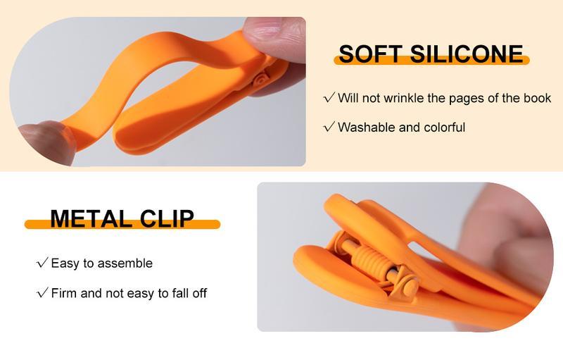 3pcs Silicone Automatic Bookmarks, Book Lovers Gifts for Reading Women, Men, Kids, Readers, Unique Cute Book Page Holder Accessories, Stay in Place and Follow as You Read Practical Fashionable