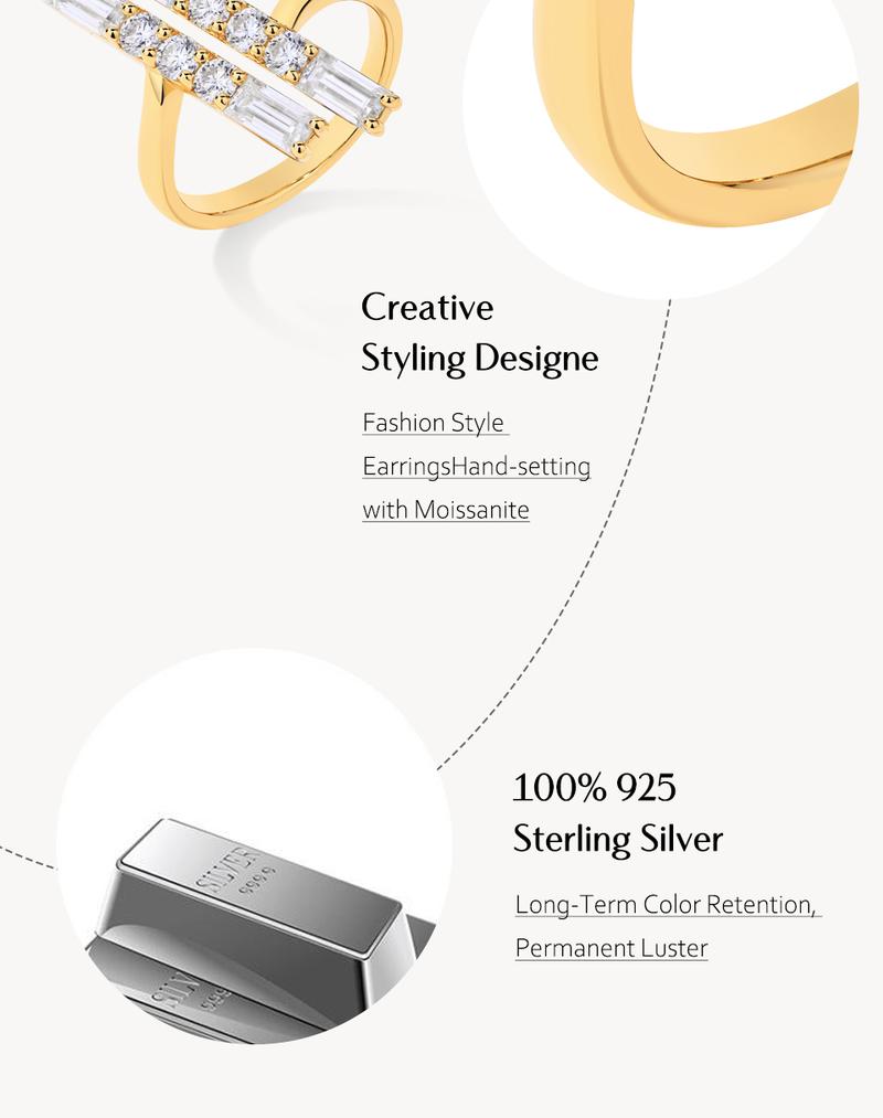 Parallel Bar Baguette Shape Synthetic Moissanite Ring D Color VVS1 for Men And Women Band Special Gift R143