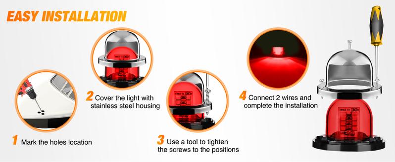 Nilight Marine Boat Navigation Light 2PCS 8LED Red Green LED Port Starboard Signals 12V Waterproof Bow Light for Skeeter Yacht Pontoon Speedboat Sailboats Fishing Boats Cover Outboard Vehicle  dealsforyoudays