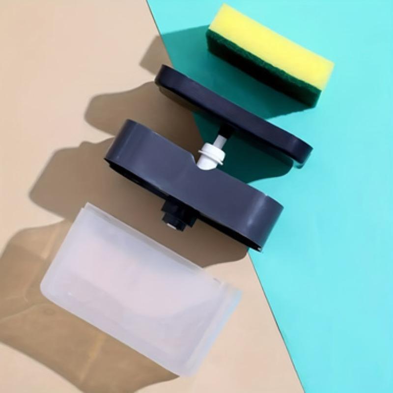 Upgrade Your Kitchen Sink with this Stylish Metallic Silvery Dish Soap Dispenser & Sponge Holder - 0.37lb