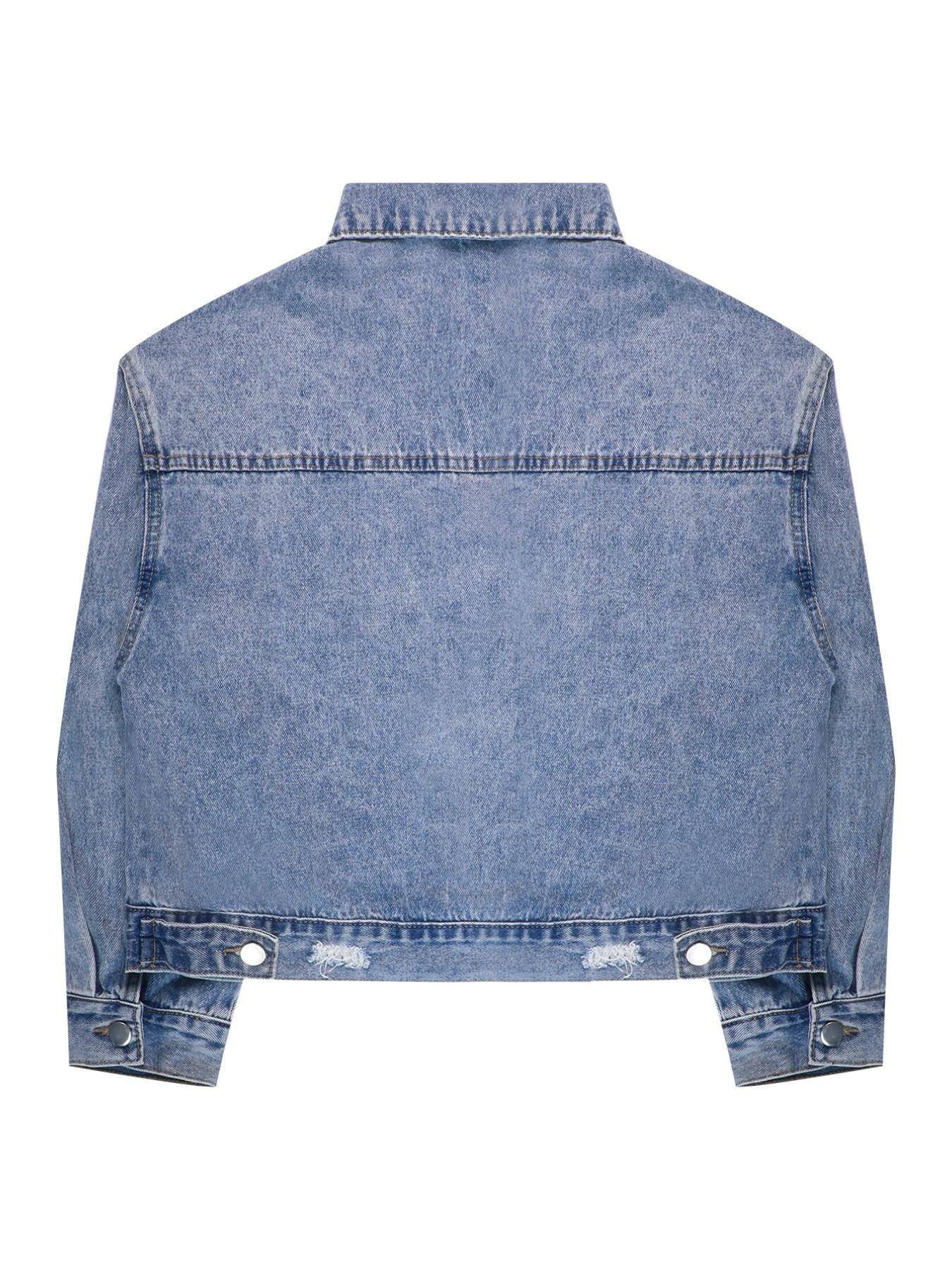 Women's Denim Jacket with Leopard Patch, Long Sleeve Button Fly Coat, Fitted Lapel Outerwear for Casual Style, Back to School Shopping