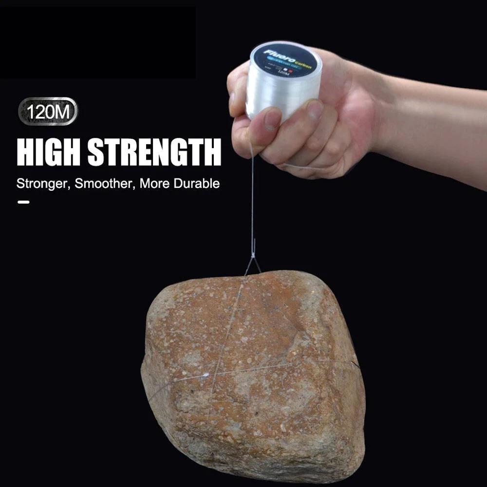 High-Sensitivity Fluorocarbon Coated Carbon Leader Line 0.20-0.60mm 7.15-45LB 120m Sinking Fishing Line for Freshwater Saltwater Lure Casting Tackle Durable High-Strength