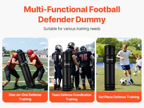 VEVOR Football Tackling Dummy, 47.2in High-Density Sponge Blocking Pad with Heavy Duty Handles, PVC Waterproof Cover, Double-Line Stitching, Durable Zipper Easy-To-Clean Training Gear for Athletes’ Contact Drills, 1PCS with Comprehensive Training Options
