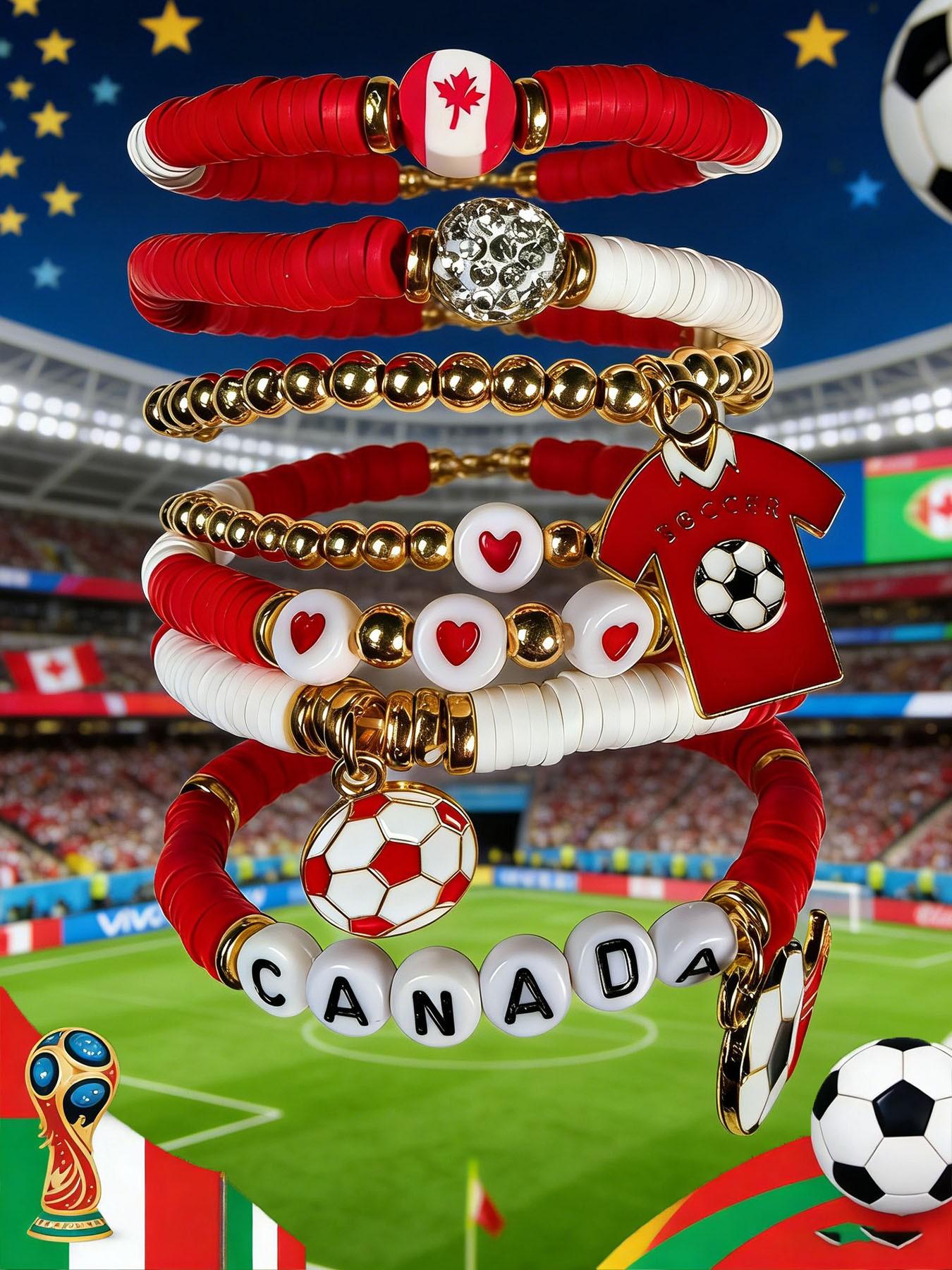 2026 Usmnt World Cup Soccer Soft Clay Bracelet Set, Usa Canada Mexico World Cup Bracelets, Sports Fan Accessories, Collectible Souvenirs