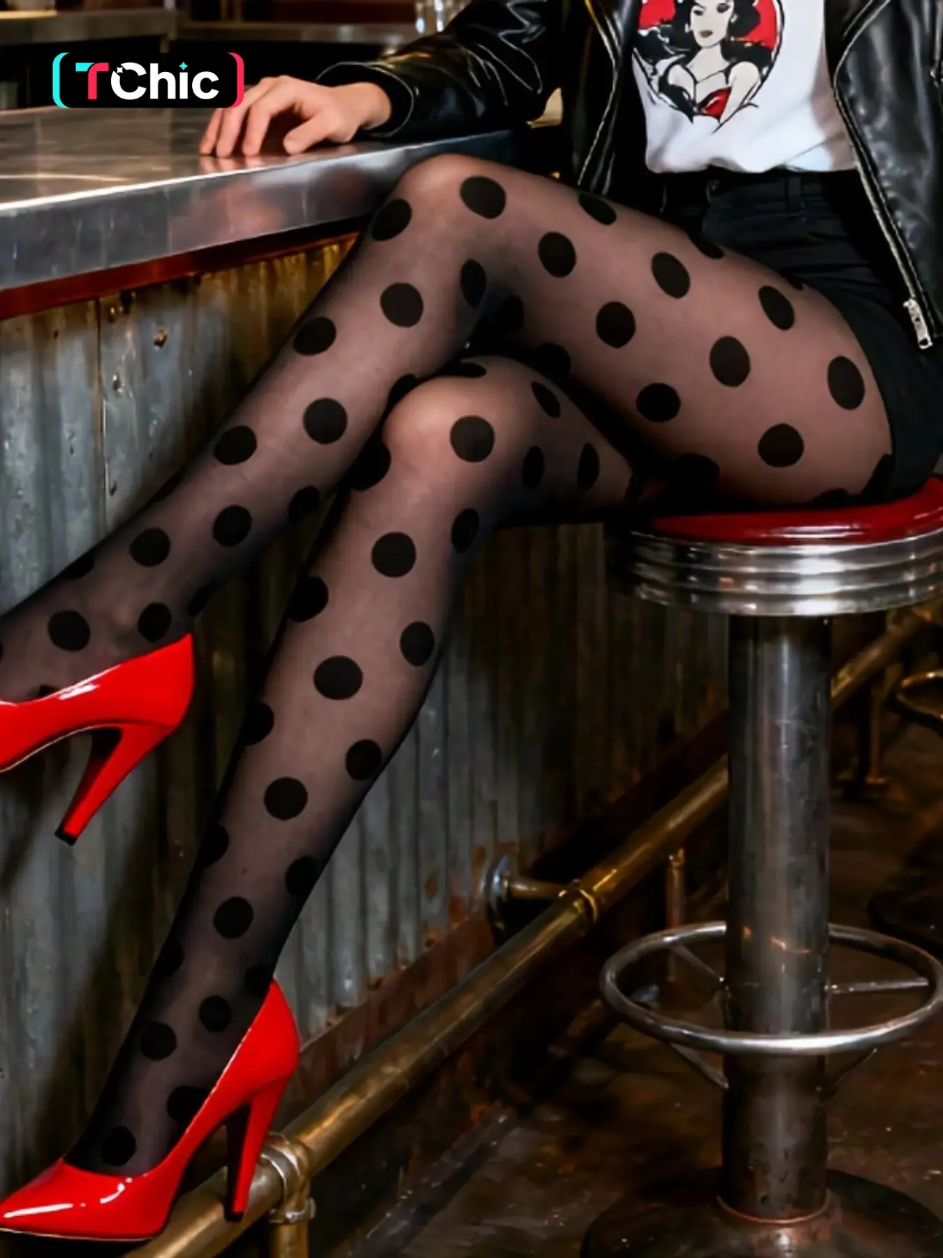 Polka Dot Jacquard Stocking Pantyhose Tights, Sexy Mid Waist Design, Perfect for Daily Wear, Commuting, Festivals & Parties