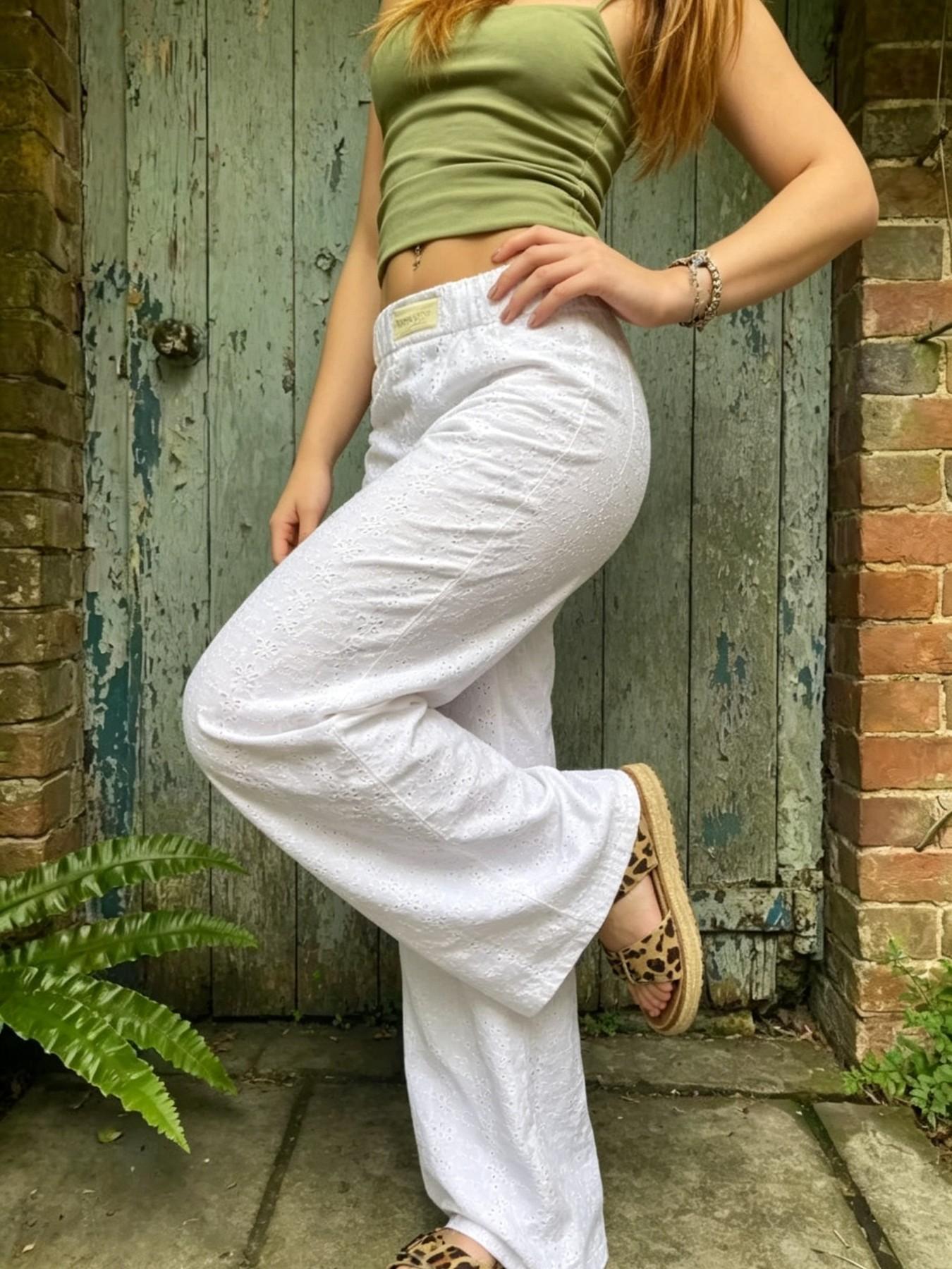 Women's Elastic Waist Wide Leg Pants, Summer Breathable Casual Trousers, Lazy Street Style, Loose-Fitting Long Pants