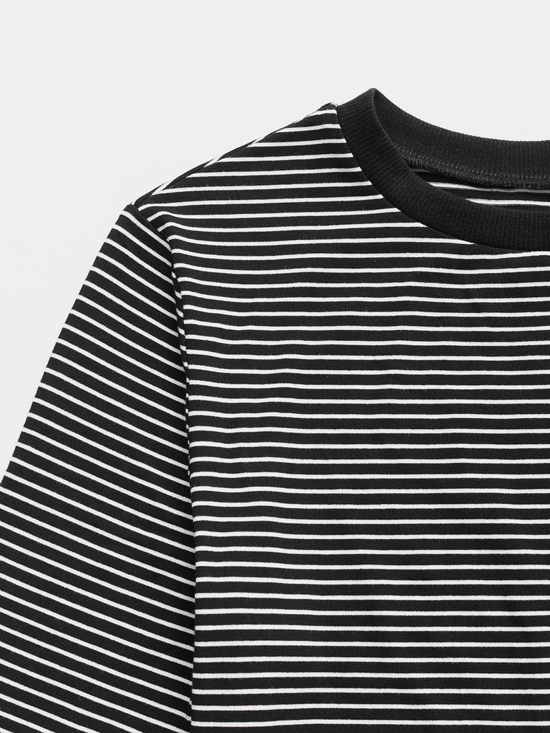 Women's Striped Slim-Fit Long Sleeve Casual Summer Top, Stylish Plain Fashion Tee for Daily Wear, Comfortable & Trendy Design