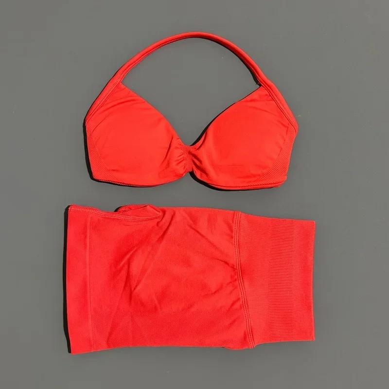 2 Piece Sport Set Women Seamless Yoga Tank Bra Waist Scrunch Bum Gym Shorts Sets Fitness Running Workout Suit,Sports,Leggings,Backless,Halter,Crop,Butt,stylish,activewear,,daily,outfit,,Insulated,Hunting,Camo,mfvim,woman,,athletic,, Two Piece Set