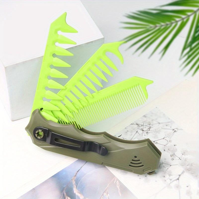 Men's Designer Folding Comb, Oil-Resistant Dual-Head Travel Pocket Brush, Ergonomic Handle, Daily Styling, Christmas & Halloween Gift