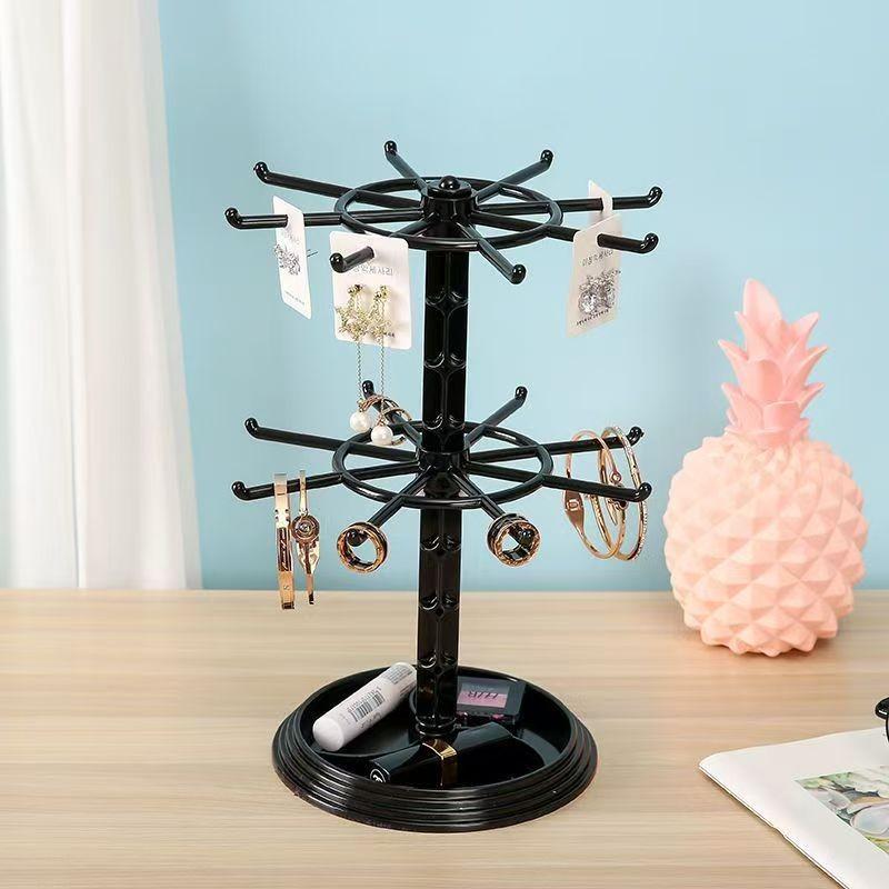 Rotating Jewelry Rack, Necklace Bracelet Hanging Organizer, Multi-Use Earring Keychain Display Stand, Ideal for Vanity and Counter Use