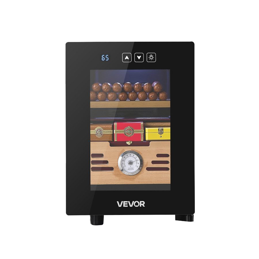 fathersdaygift VEVOR Electric Humidor, 16L, 100 Counts Electric Cigar Humidor Cabinet with Cooling Temperature Control, Spanish Cedar Wood Shelves Drawers, Mechanical Hygrometer, 2 Layers, Cooler for Household