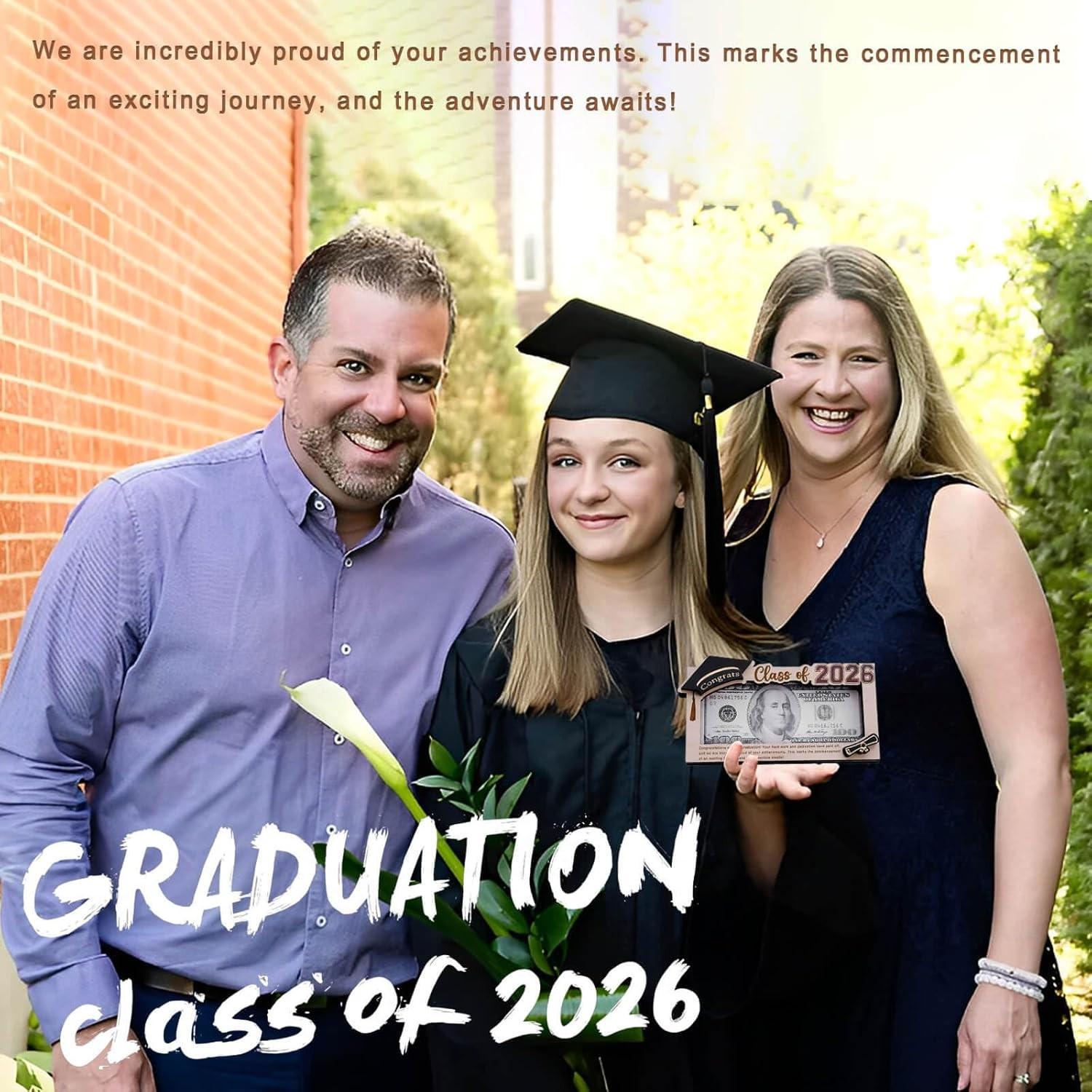 2026 Graduation Wooden Money Holder | Unique Cash Gift Keepsake for Graduates