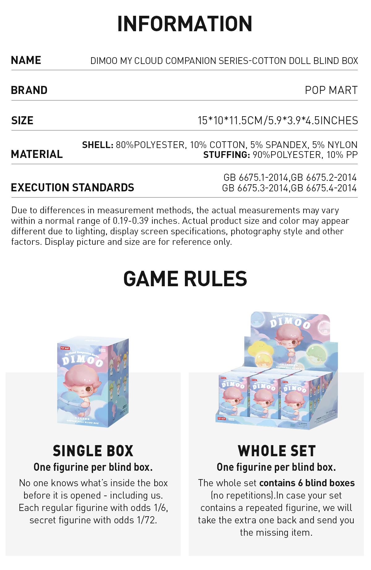 POP MART DIMOO My Cloud Companion Series-Cotton Doll, Blind Box, Mystery Box