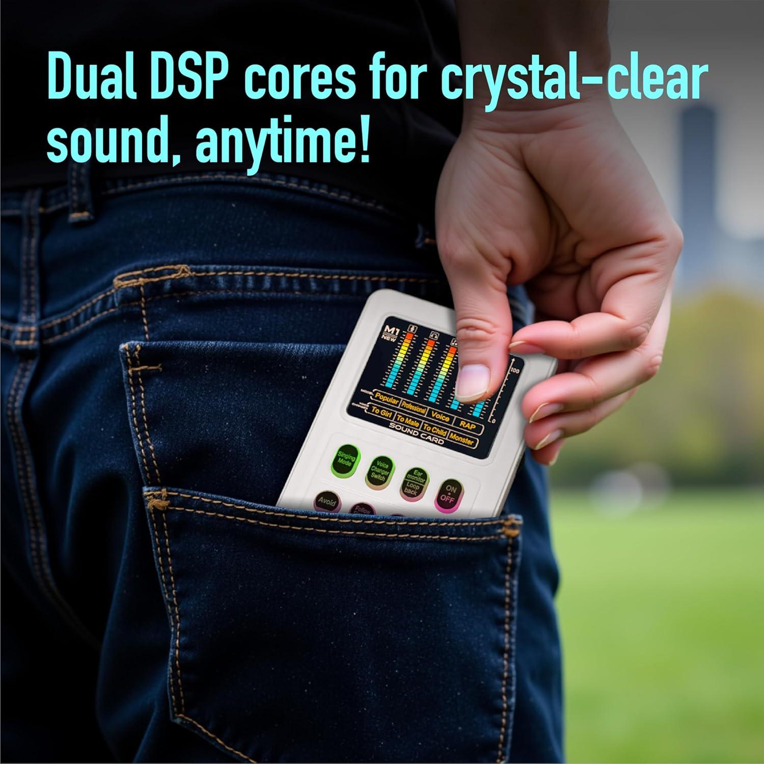 Portable Mixing Voice Changer Device, Live Audio Mixer, Streaming Mixer, Wireless Bluetooth-compatible Mic Set, Suitable for Smartphone/PC/laptop, Gaming/podcast/youtube