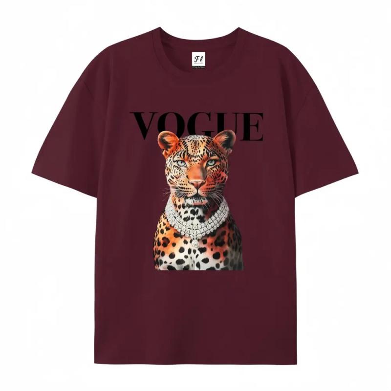 Fashionable leopard print T-shirt Casual women's clothing Streetwear