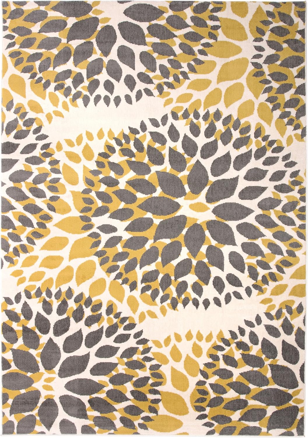 Modern Abstract Leaf Print Flannel Area Rug - Yellow Grey Contemporary Botanical Print Soft Mat for Living Room, Non-Slip Minimalist Home Decor#AbstractLeafRug #BotanicalPrintMat #MinimalistHomeDecor #YellowGreyCarpet #NonSlipFlannelRug