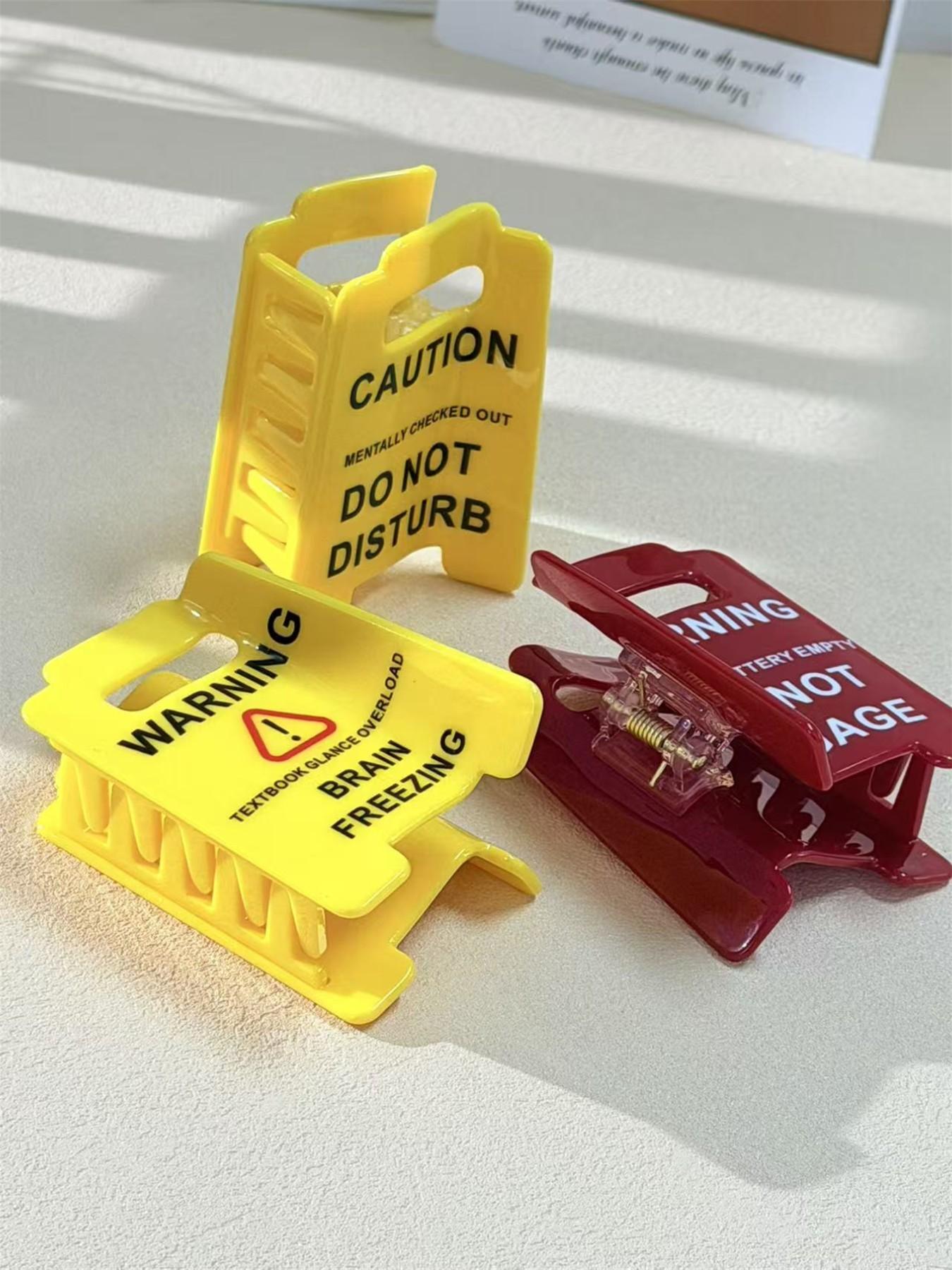 Funny Overstimulated Caution Sign Hair Claw Clip, Unique Design for Women & Girls, Perfect Accessory for Daily Use, Hair Clip Set