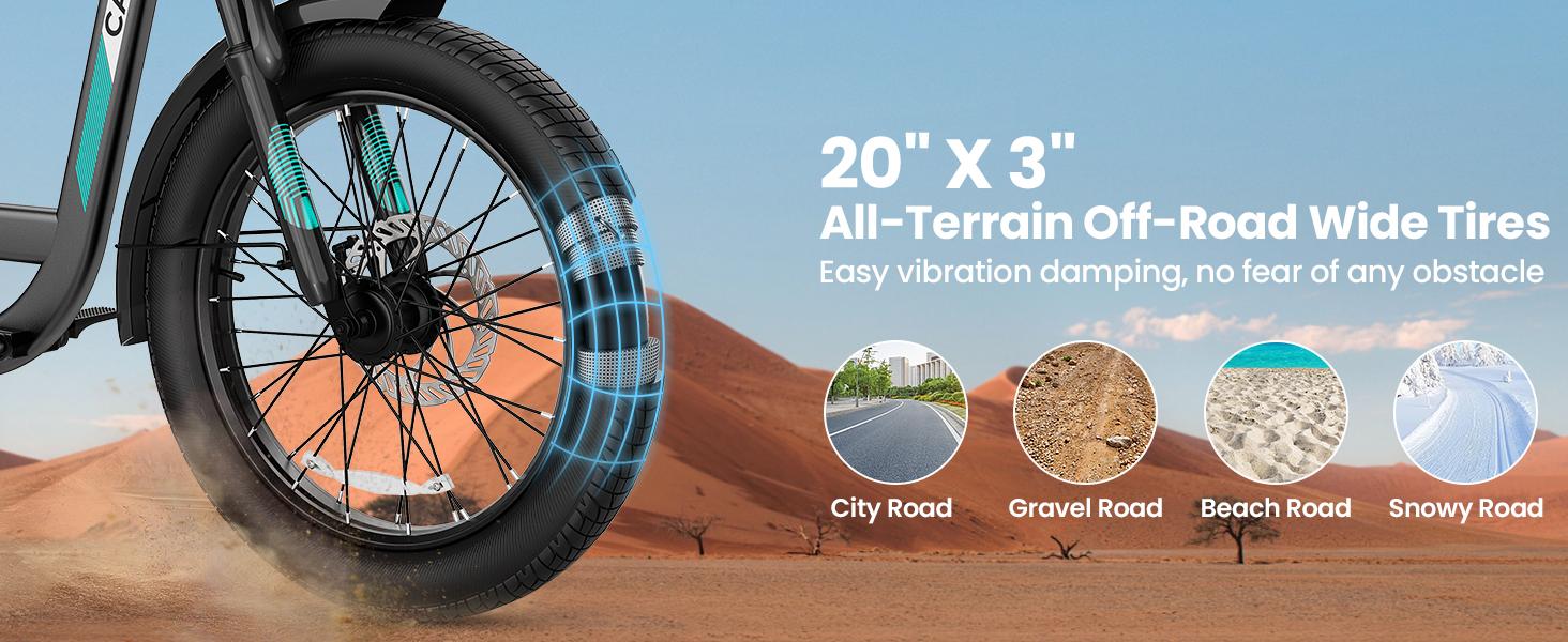 Caroma Peak 1200W Electric Scooter with Seat, 20" X 3" Off-Road Tires, 500Wh Battery, 30Miles Range, 20MPH Top Speed, Adjustable Electric Scooter for Adults with Basket, Adults Ebike for Commuting