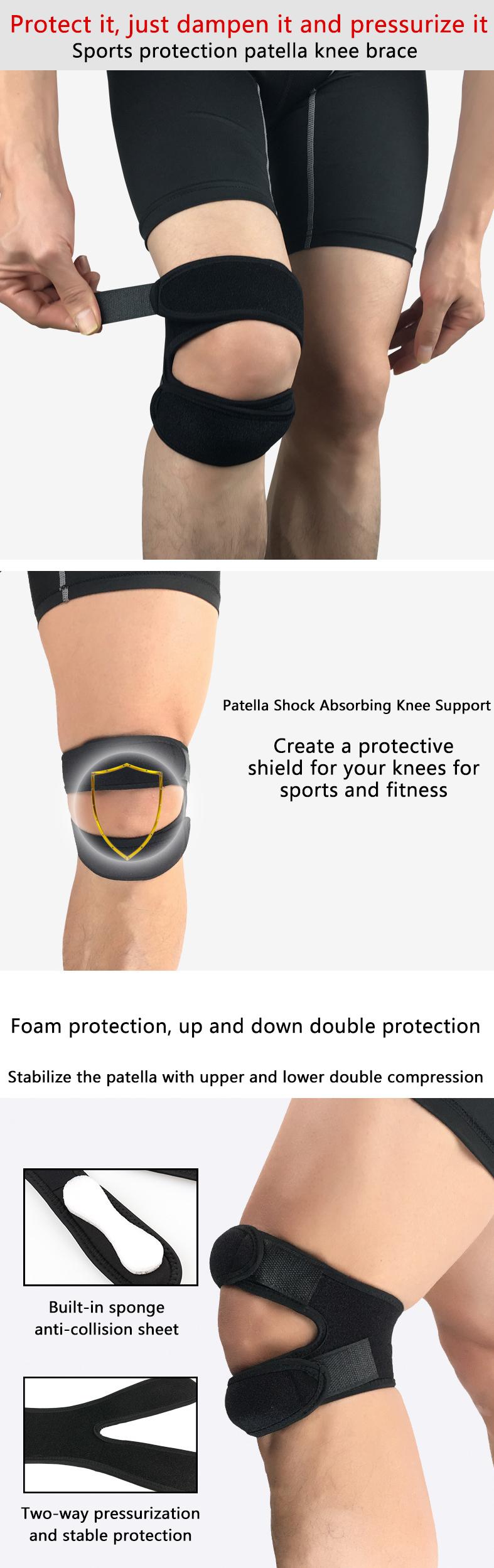 Athletic Knee Support Sleeves Adjustable Stabilizing Patellar Sleeve Non-Slip Compression Shock Absorption Meniscus Tear Knee Brace for Running Basketball Volleyball Cycling Mountaineering Athletics Men Women One Size Leg Protectors