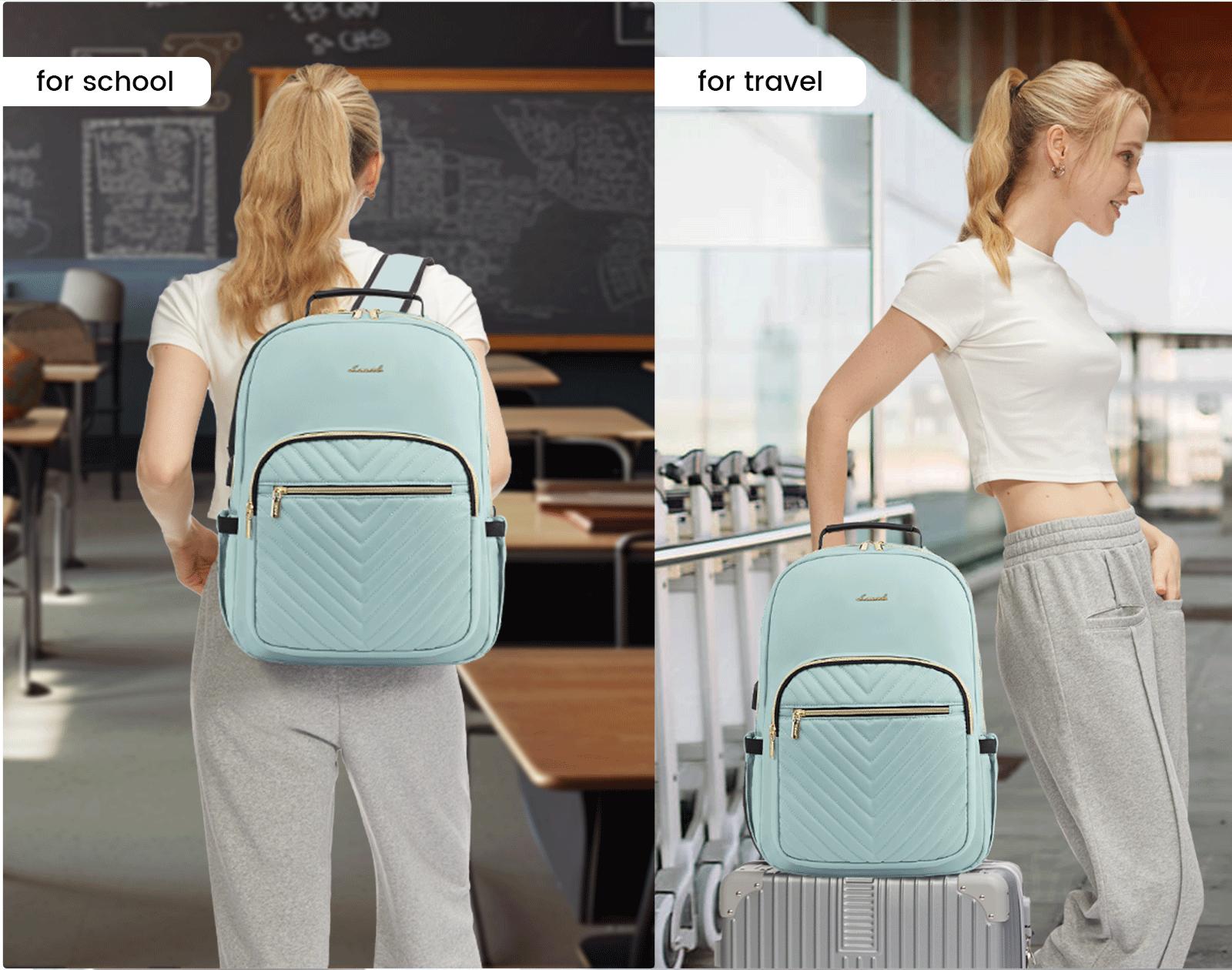 LOVEVOOK Backpack with USB Port,Quilted Casual Work Bags for Women with Laptop Compartment, Daypack College Business Teacher Computer Bag Travel Bags Laptop bag Carry on Backpack