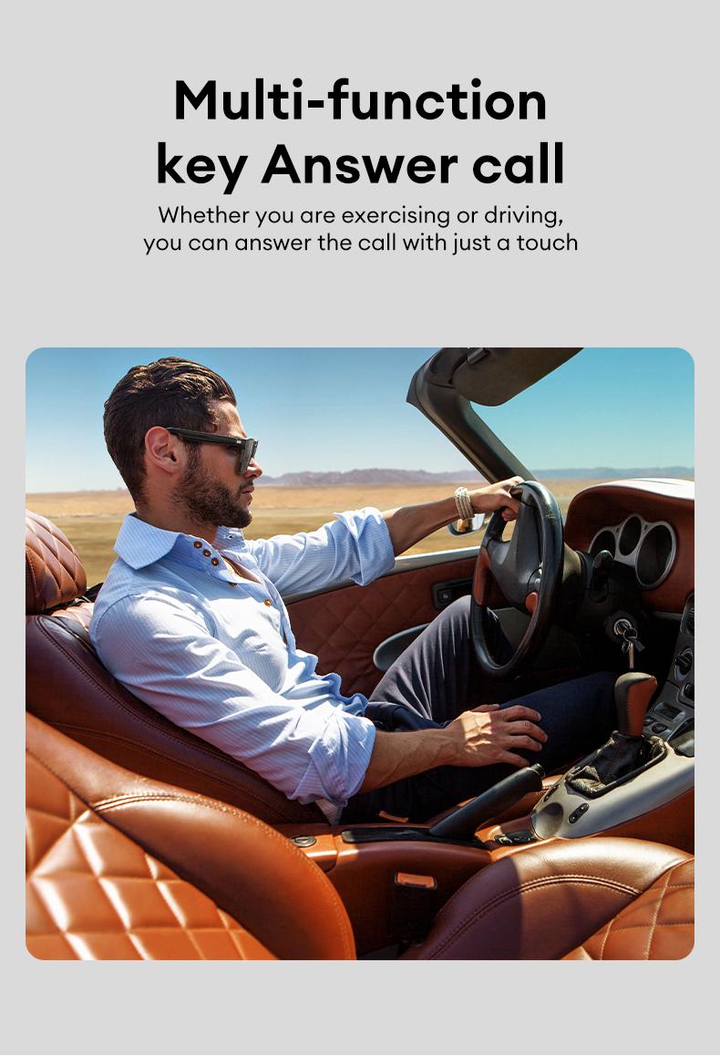 AOC ACN3511 Wearable Smart Glasses, Bluetooth-Compatible Earbud Headphone for Music & Calls, Durable Electronic Audio Glasses, Creative Sports Headset