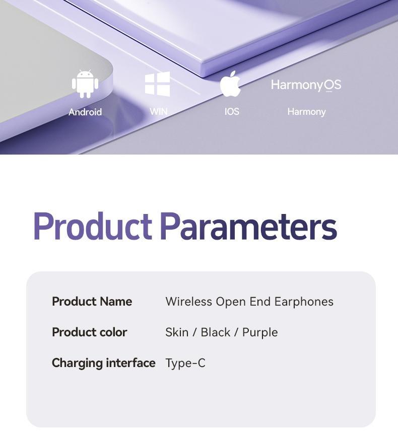 MUPUSONG Open Earbuds Air Conduction Wireless Bluetooth 5.4 Clip On with Microphone 42H Playtime Sports Running Exercise Eyeglass Wearers Audio Headphone Black