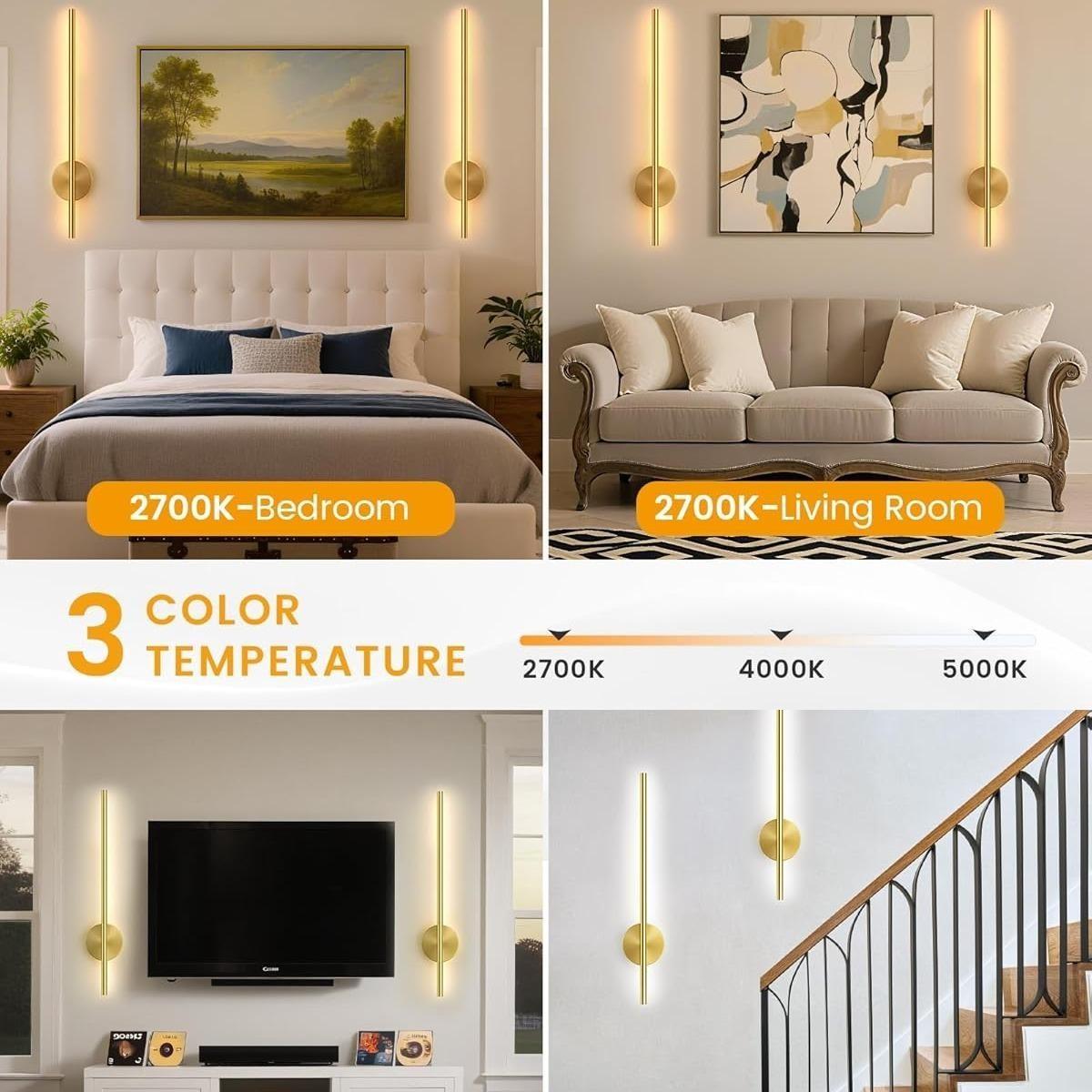 50CM LED Decorative Wall Light Remote Control Dimmable Magnetic Mount for Living Room Bedroom Corridor Closet Study Indoor Wall Lamp